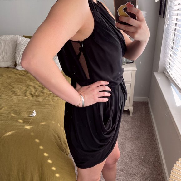 ASOS Black Mesh Cocktail Mini Dress 8 - Picture 3 of 8